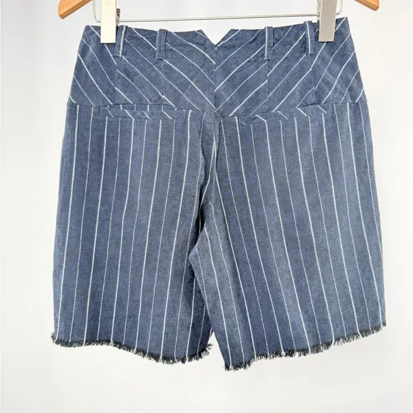 NWT Free People Linen Blend Striped Cloth Shorts in‎ Navy White Size 0 - Image 3