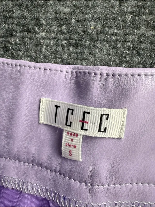 TCEC Women’s Smqll Lilac High-Waist pleather lined Shorts - Image 5