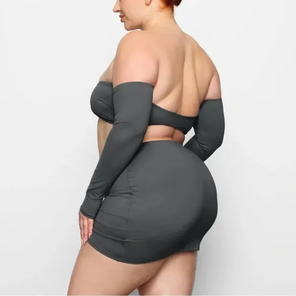 Skims Swim Ruched Mini Skirt - gunmetal Size M NWT ( sold out) - Image 2