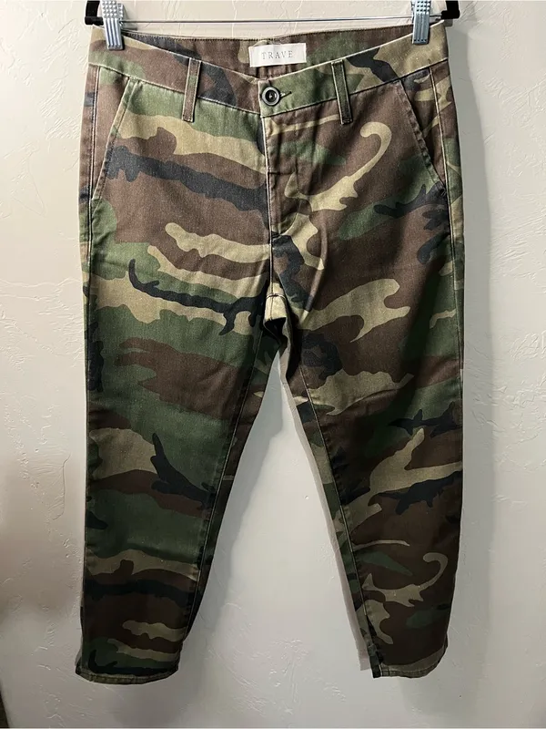 TRAVE Dakota The Big Battle Green Camo Relaxed Trouser Tie Ankle Pants - Image 2