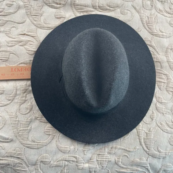 Zara Accessories Black Wool Blend Wide Brim Fedora Hat‎ Size Medium 58cm Pinched - Image 5