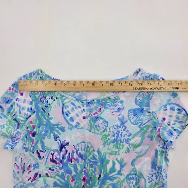 Lilly Pulitzer Blue Green Floral Print Pima Cotto Mini Dress - Image 7