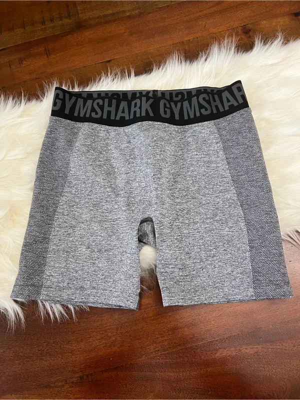 Gymshark Seamless Marl High Waisted Compression Biker Shorts Gray Black Medium - Image 2