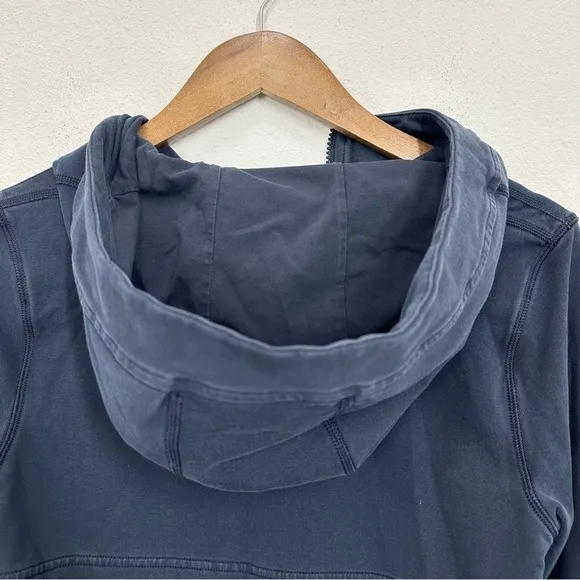 Lululemon Size 4 Navy‎ Blue Cotton Blend Hooded Full Zip Sweatshirt Loungewear - Image 8