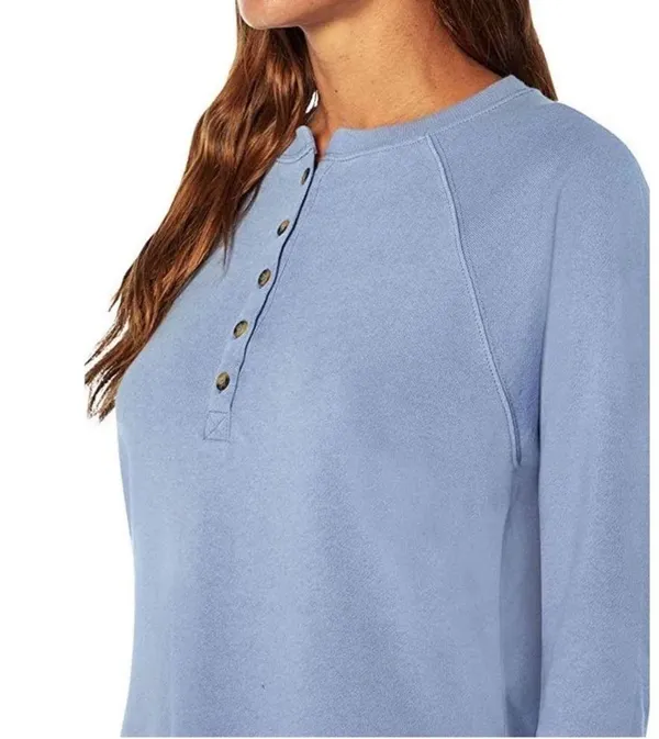 Gap Women's Henley Sweatshirt English Manor Blue, Small NWT - Image 2