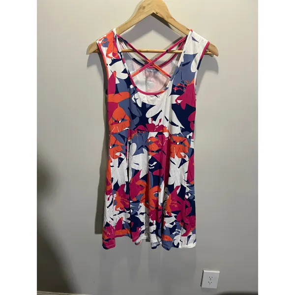 Krimson Klover Floral Dress Womens Small‎ Pink Orange Strappy Back Summer Active - Image 4