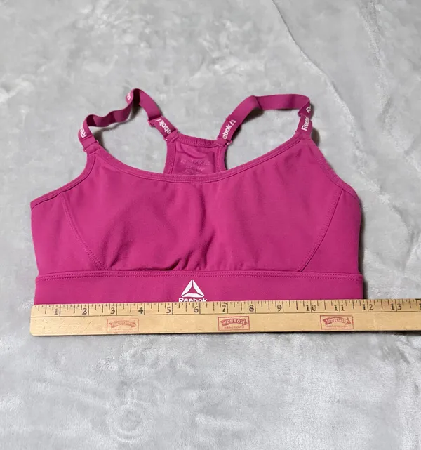 Reebok Women's Pink Racerback Sports Bra Medium Support Wireless Full Coverage S - Image 6