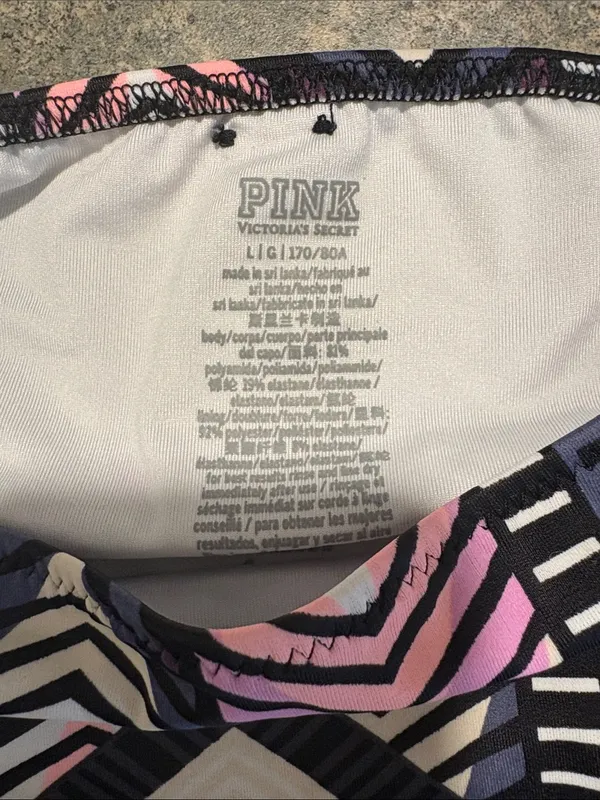 PINK Victoria's Secret Black Multicolor Geometric Strappy Bikini Bottom - Image 2