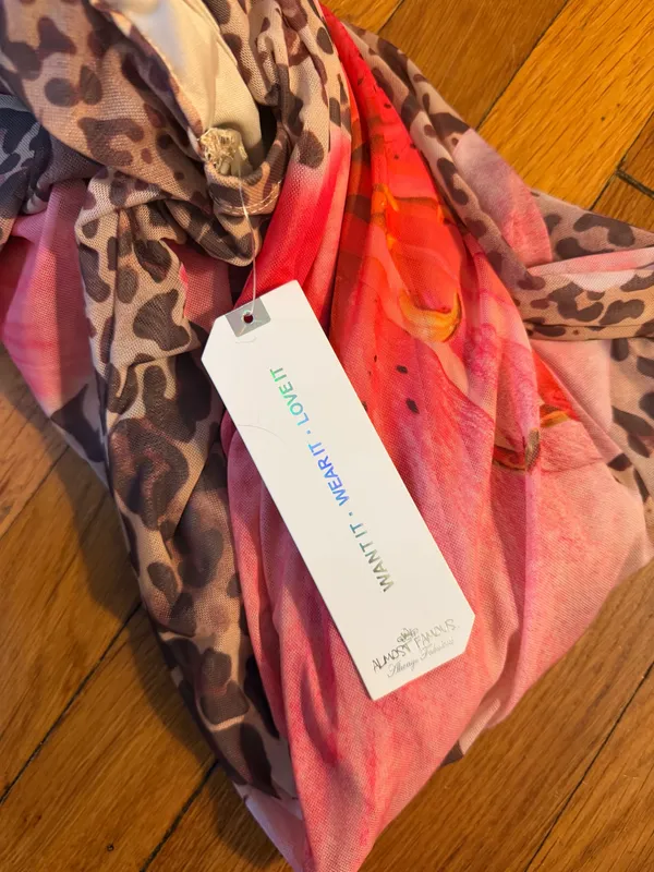 Almost Famous Leopard Maxi Slip Dress with Orange Floral Print - Image 5