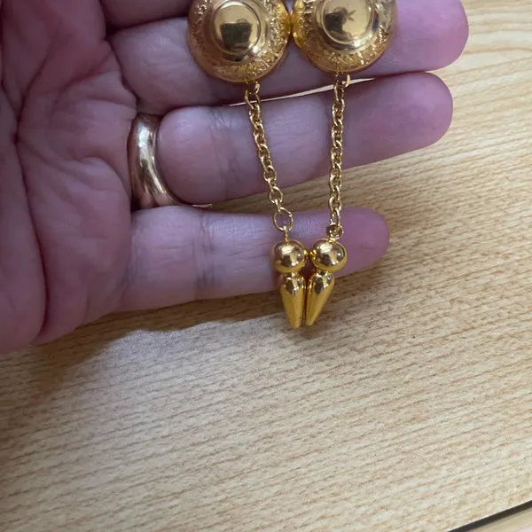 Unique Vintage Gold Chain Drop Earrings - Image 2