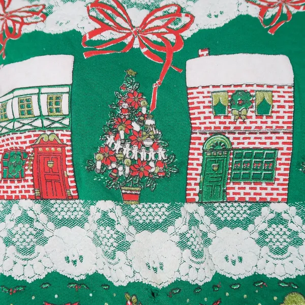 Vintage 80s Puffy Print Green Christmas Sweatshirt - Image 5