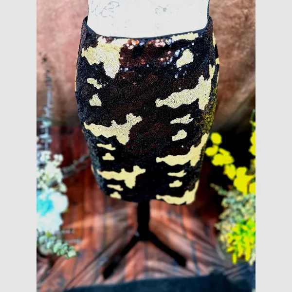 Three Eighty Two Sequined Camouflage Mini Skirt Brown Multi size S - Image 10
