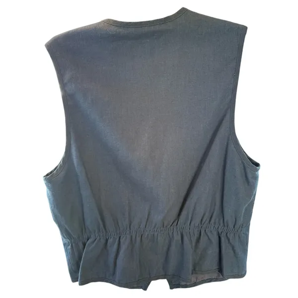 Marsh Landing quiet lux minimal Navy Women's cotton linen blend Vest size Medium - Image 2