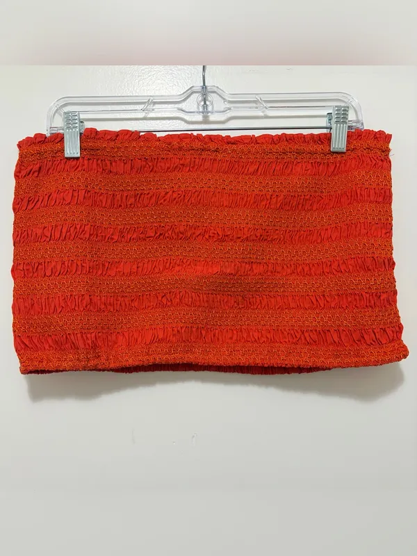 Anthropologie‎ Celandine Strapless Smocked Top in Aura Red XL NWT - Image 5