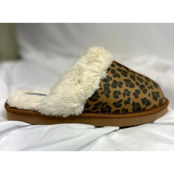 Volatile Microsuede with Faux Shearling Slipper Leopard Fluff 9 Brown - Image 9
