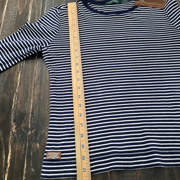 Lauren Ralph Lauren Striped Long Sleeve Shirt With Logo Size Medium - Image 5