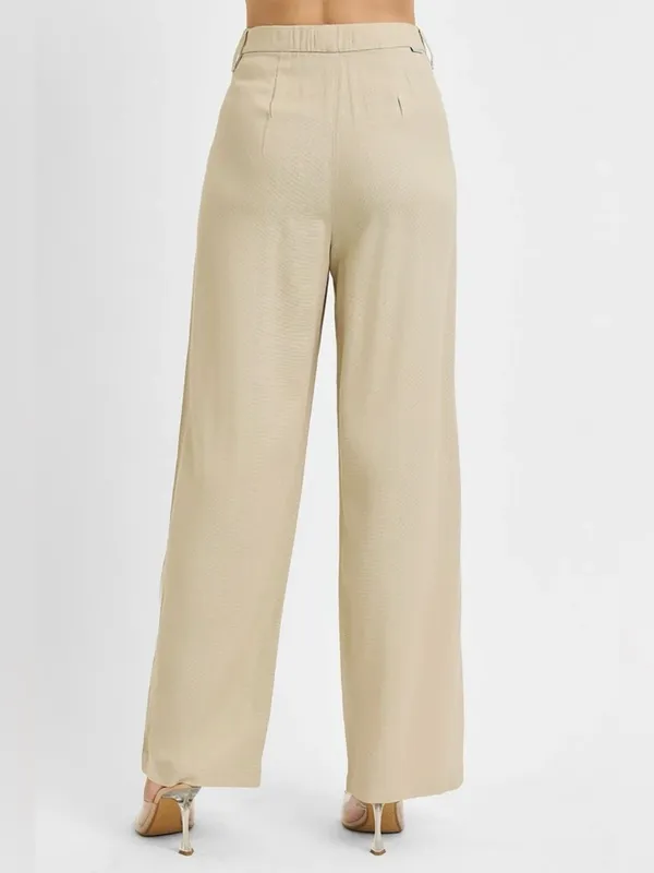 Risen Jeans Linen Blend Wide-Leg Pleated Trouser Pants Size Medium - Image 3