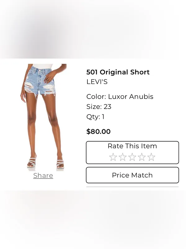 Levi's Original 501 Shorts in Luxor Anubis, Size 23 - Image 2