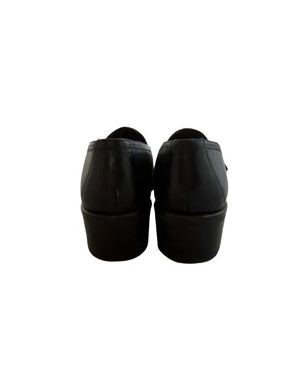 Nicole Shatter Black Leather Wingtip Buckle Loafer Heels Heel Toe Size 7 Women's - Image 2