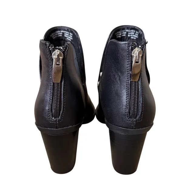 Steve Madden Black Leather V-Cut Pointed Toe Block Heel Ankle Boots Size 10 - Image 4