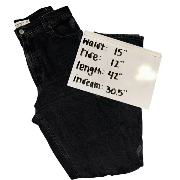 Abercrombie & Fitch The 90's Straight Ultra High Rise Distressed Denim Jean - Image 7