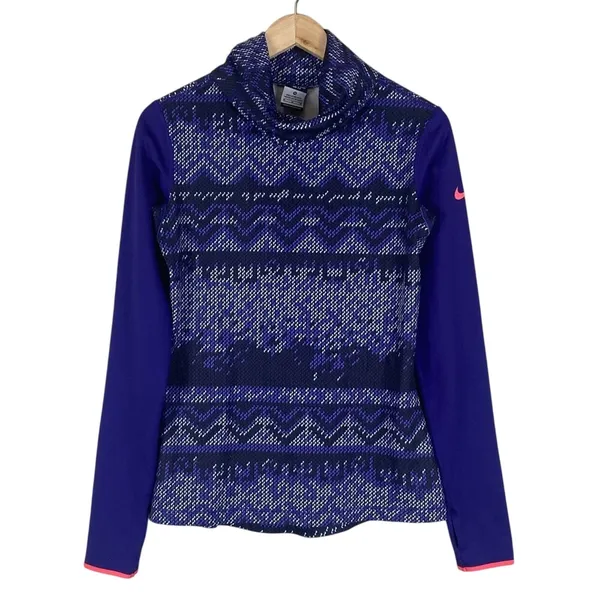 Nike Pro Hyperwarm Nordic Infinity Athletic Top Womens M Purple Funnel Neck - Image 2
