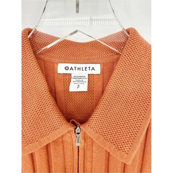Athleta Fairway 1/2 Zip Knit Sleeveless Polo Women's S Orange‎ Preppy - Image 5