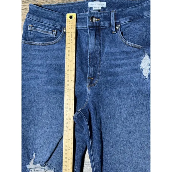 Good American Good Legs Ankle Skinny Jeans‎ Distressed Raw Hem Blue 10/30 Sassy - Image 7