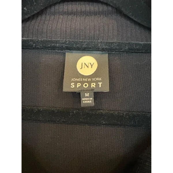 Jones New York Sport Zip Up Jacket Women Medium Black Gold Zipper Casual - Image 2