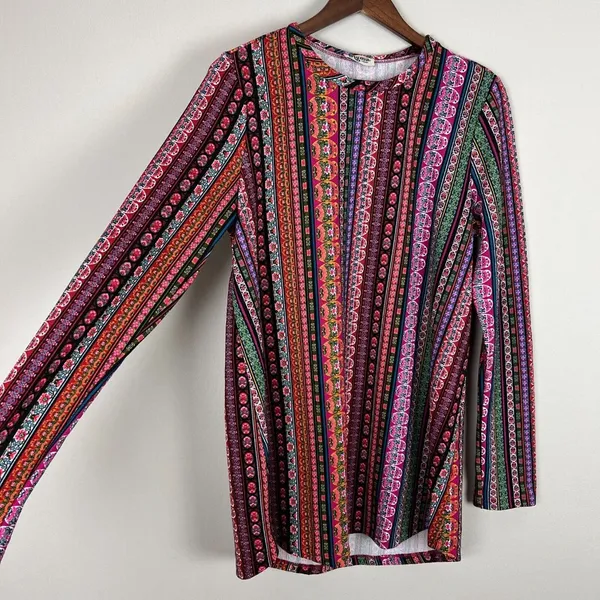 Show Me Your Mumu John Bell‎ Sweater Tunic Top Womens Large Colorful Long Sleeve - Image 4