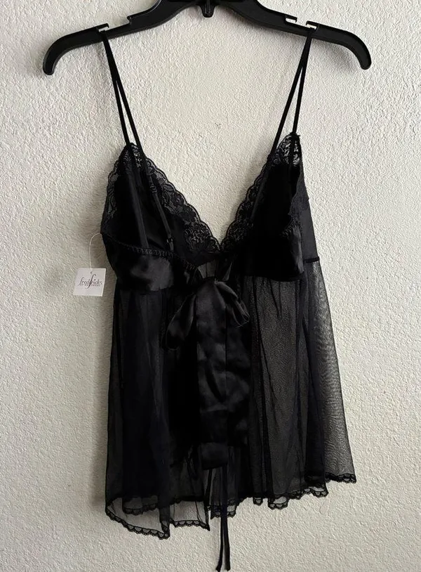 🆕 Satin Sheer Mesh Babydoll Lingerie Panty Set L🆕 - Image 5