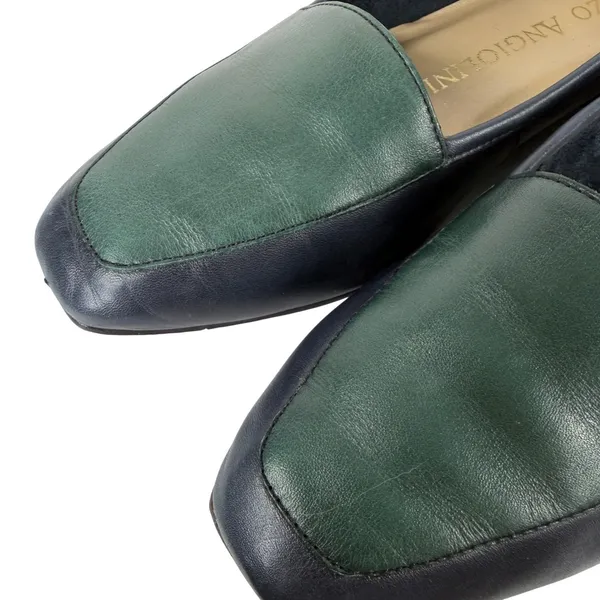 Enzo Angiolini Leather Loafers Flats Colorblock Square Toe Navy Burgundy‎ 5.5 - Image 4