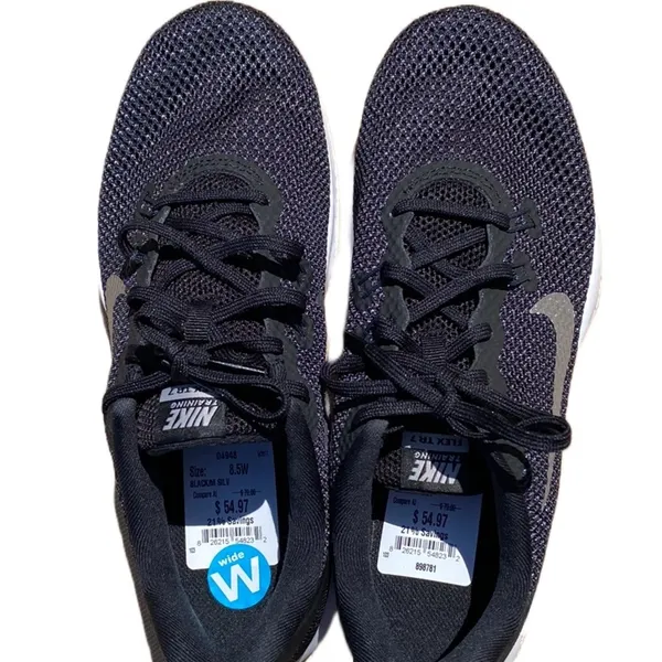 NWT 🖤🤍 Nike WIDE Womens Flex Trainer Black and Silver Sneakers, Size 8.5 WIDE - Image 10
