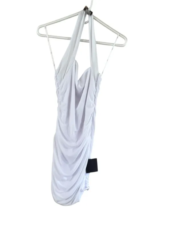 Women's Lulus White Halter Ruched Mini Dress M - Image 2