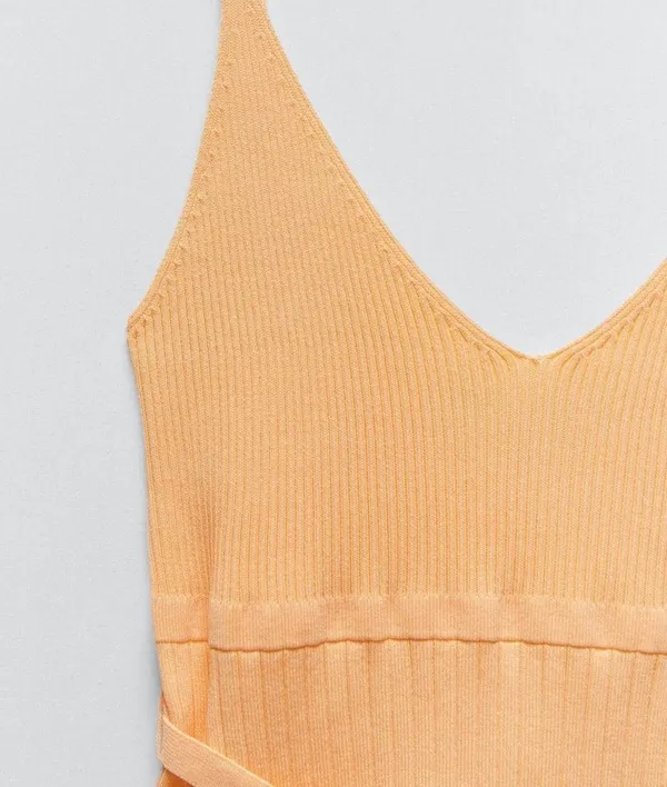 ZARA Strappy Knit Orange Top - Image 4