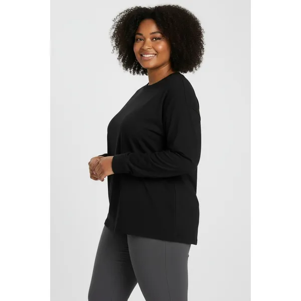Athletic Works Womens Sweatshirt Size XL Black Fleece Crewneck Relaxed Cozy Fit - Image 5