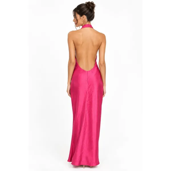 LULUS Pink Backless Halter Cutout Maxi Dress Size M - Image 2