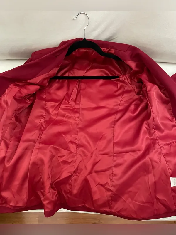 Women's Tailored Red Burgandy Blazer Jacket Size M Size M - Image 5
