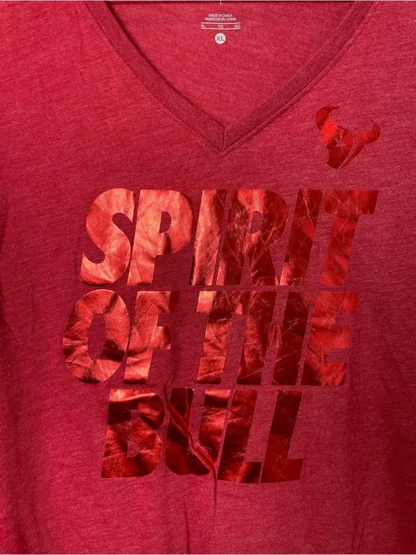 NFL Women's Red V-Neck Tee with Shiny Red Foil Logo Size XL - Image 2