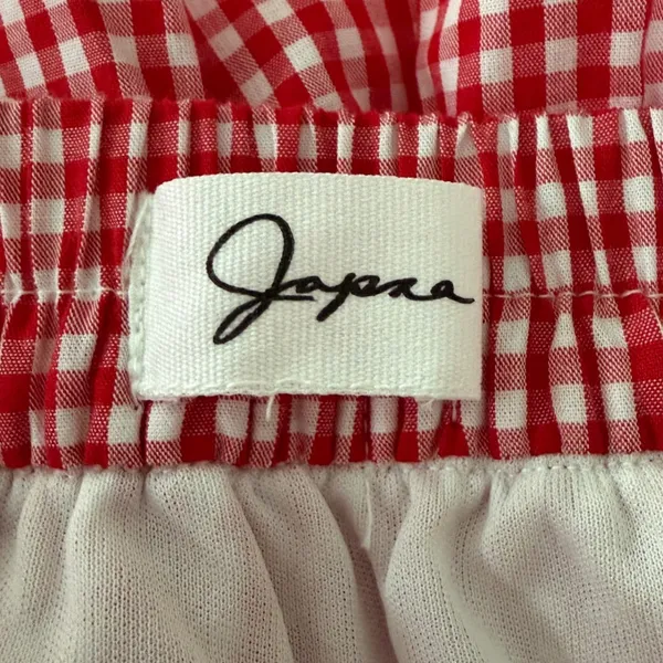 Japna Red White Gingham Tiered Mini Skirt Elastic Waist 81867 SET Size M - Image 5