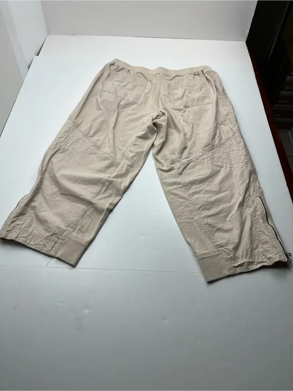 Daily Practice Beige‎ Cream Cropped Pants Womens Size Medium Petite Wide Leg - Image 13