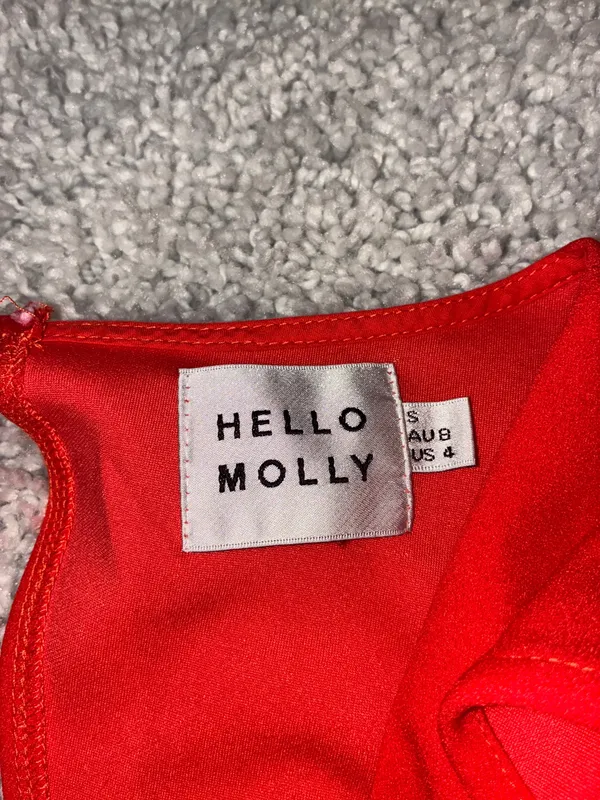 Hello Molly Orange Ruffle Mini Dress Womens Size Small with Criss Cross Tie Back Worn Once and in Great Condition - Image 2