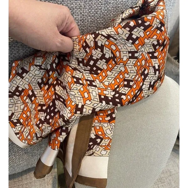70cmx70cm Square Brown/Orange Scarf - Image 4