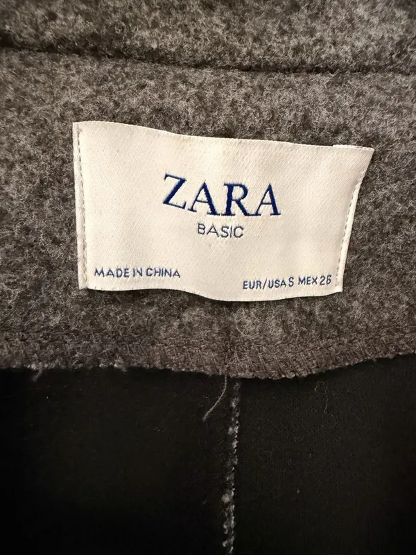 Zara Women’s Basic Gray Open Long Mid Coat Fall Winter Jacket Size Small - Image 2