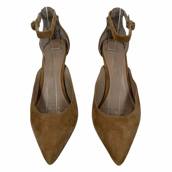 Banana Republic Pointed Toe d'Orsay Suede Ankle Strap Pump Camel Size 6.5 - Image 5