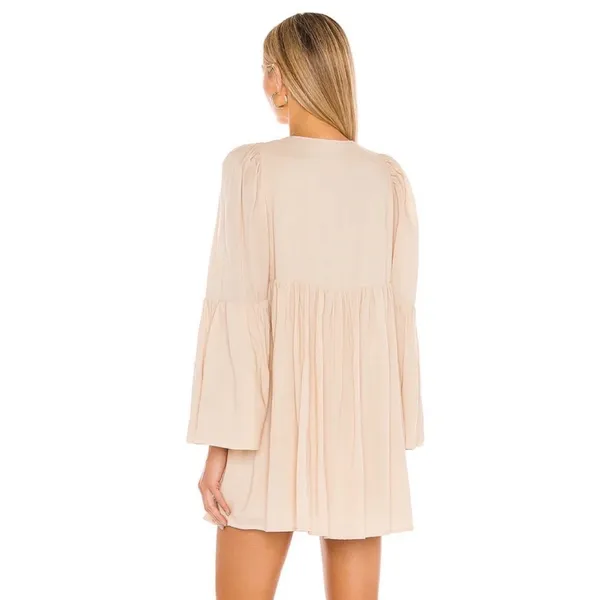 Revolve Indah Minta Solid Seamless Babydoll Mini Dress in Doe Natural S/M - Image 5