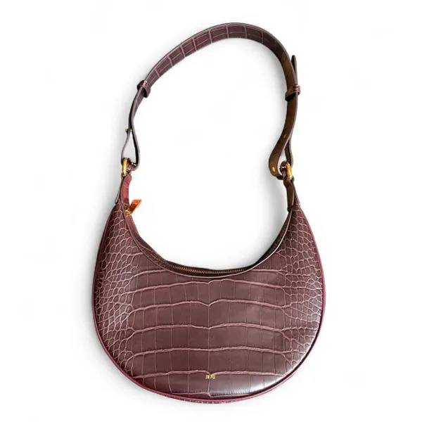 JW PEI Carly Saddle Bag Brown Croc Vegan Leather Shoulder Bag Gold Hardware - Image 2