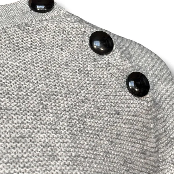 Boden Gray Navy Breton Stripe Wool Cotton Sweater Shoulder Button Nautical Large - Image 3