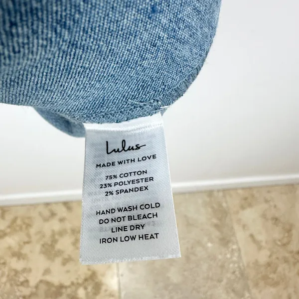 Lulus Considered Charisma Blue Chambray Bustier Mini Dress Cute A Line Small NWT - Image 10