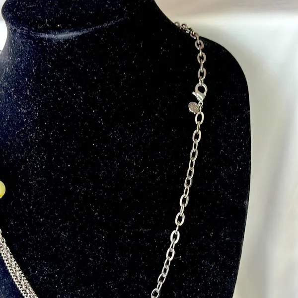 EXPRESS Multi-Textured Paperclip Chain Necklace with Faux Pearls and Disco Balls - Image 5